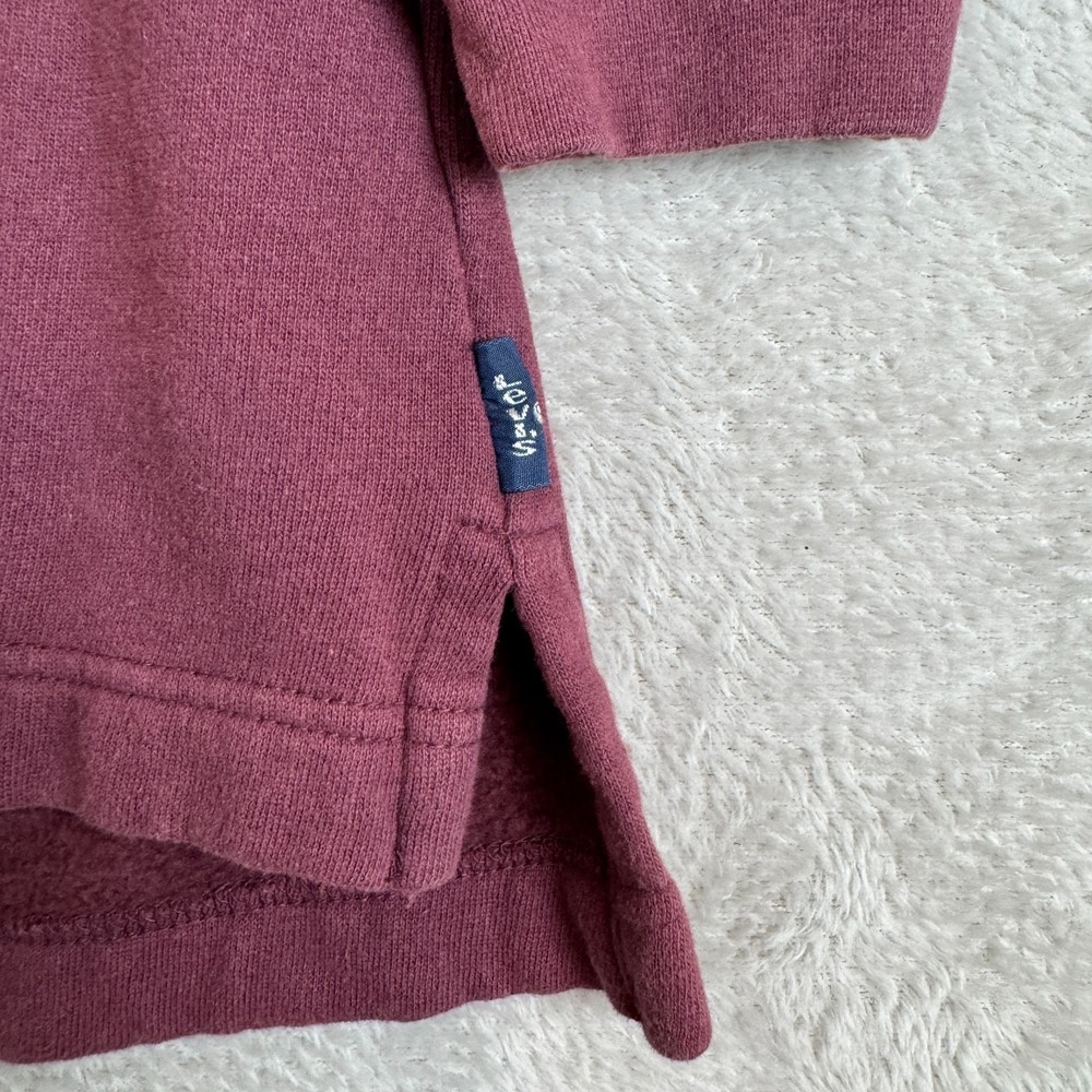 Vintage Levis Sweatshirt Mens Large Red Preowned Mock Neck Quarter Zip Pullover - Picture 3 of 7